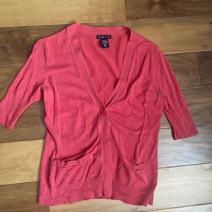 Half sleeve coral cardigan with pockets